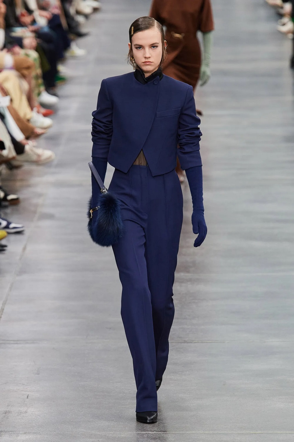 front trousers Fendi Aspiga Blue Midi Dress Navy blue Pleat